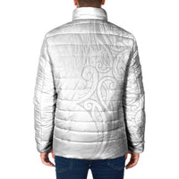 Polynesia White Sunday Padded Jacket Plumeria Polynesian Tribal Grey Color LT14 - Polynesian Pride