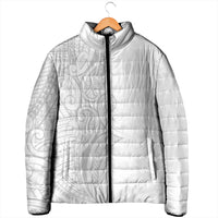 Polynesia White Sunday Padded Jacket Plumeria Polynesian Tribal Grey Color LT14 - Polynesian Pride