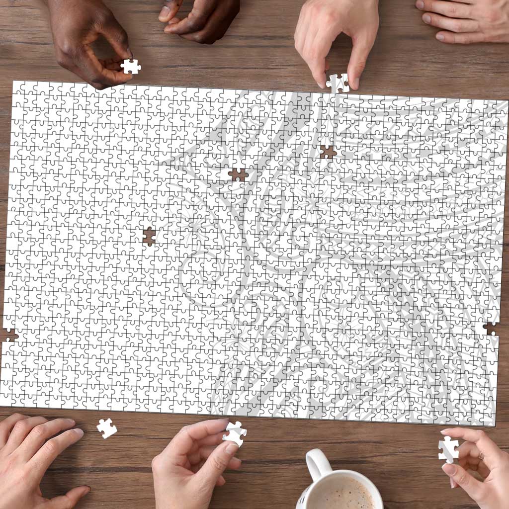 Polynesia White Sunday Puzzle Plumeria Polynesian Tribal Grey Color LT14 - Polynesian Pride