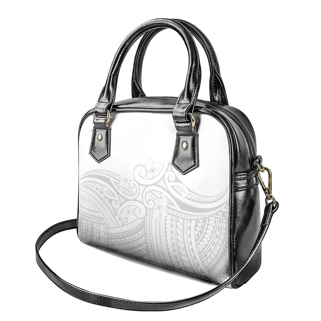 Polynesia White Sunday Shoulder Handbag Plumeria Polynesian Tribal Grey Color - Polynesian Pride