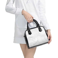 Polynesia White Sunday Shoulder Handbag Plumeria Polynesian Tribal Grey Color - Polynesian Pride