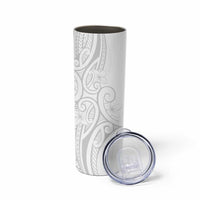 Polynesia White Sunday Skinny Tumbler Plumeria Polynesian Tribal Grey Color - Polynesian Pride