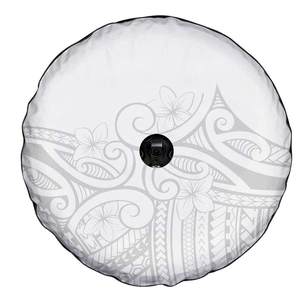 Polynesia White Sunday Spare Tire Cover Plumeria Polynesian Tribal Grey Color - Polynesian Pride