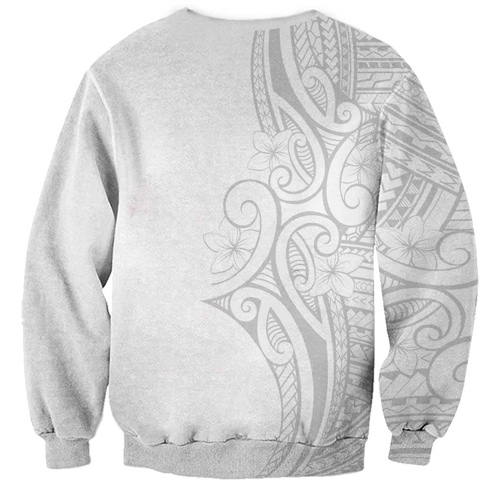 Polynesia White Sunday Sweatshirt Plumeria Polynesian Tribal Grey Color LT14 - Polynesian Pride