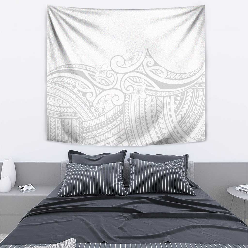 Polynesia White Sunday Tapestry Plumeria Polynesian Tribal Grey Color - Polynesian Pride