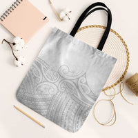 Polynesia White Sunday Tote Bag Plumeria Polynesian Tribal Grey Color - Polynesian Pride