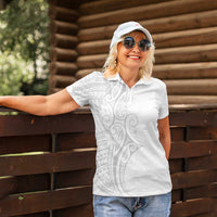 Polynesia White Sunday Women Polo Shirt Plumeria Polynesian Tribal Grey Color - Polynesian Pride