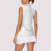 Polynesia White Sunday Women Sleeveless Polo Shirt Plumeria Polynesian Tribal Grey Color LT14 - Polynesian Pride