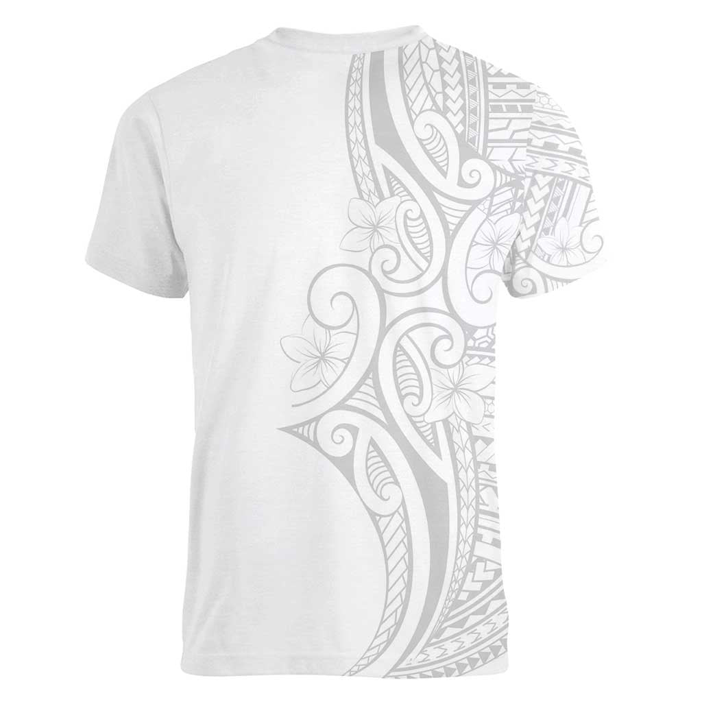Polynesia White Sunday Women V-Neck T-Shirt Plumeria Polynesian Tribal Grey Color - Polynesian Pride