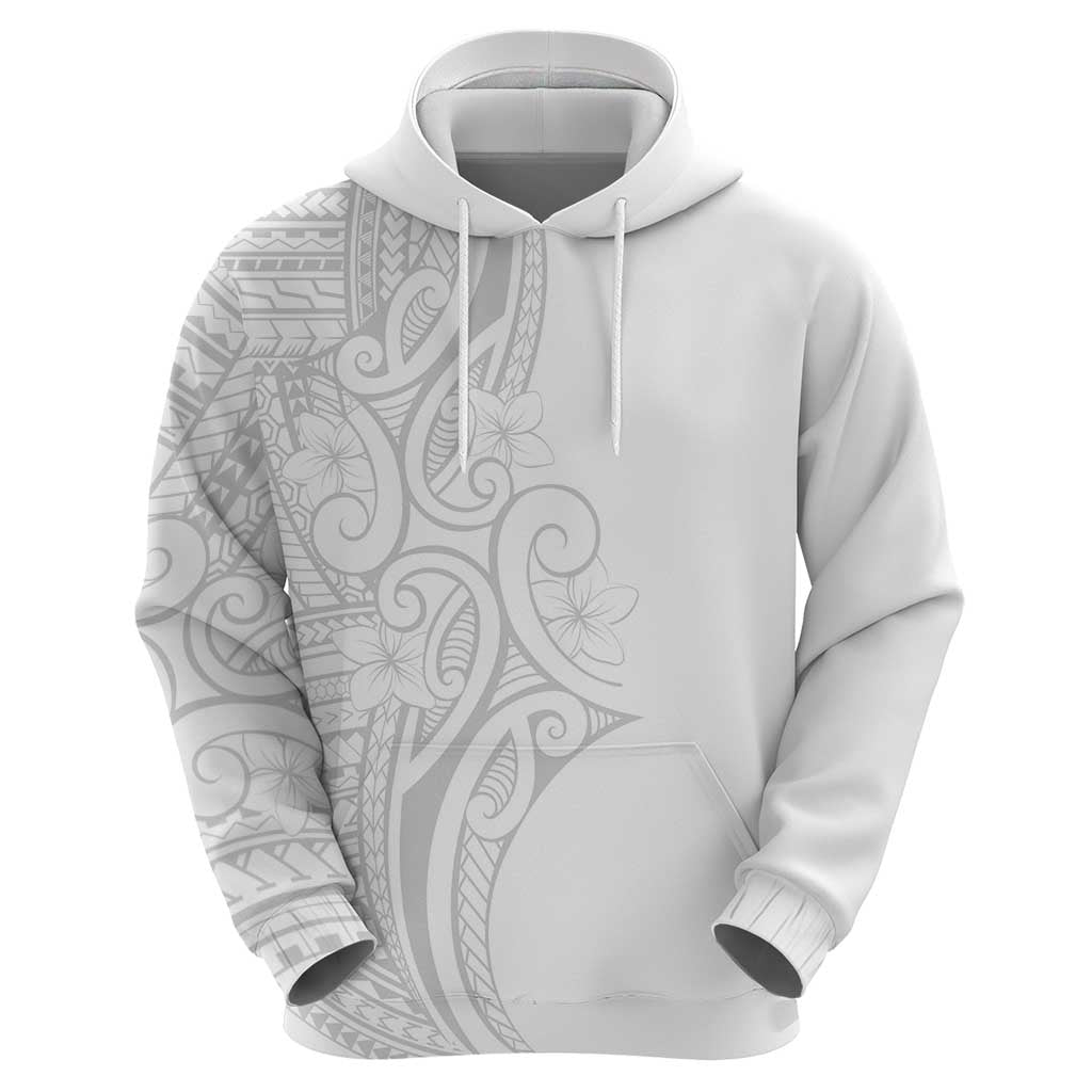 Polynesia White Sunday Zip Hoodie Plumeria Polynesian Tribal Grey Color - Polynesian Pride