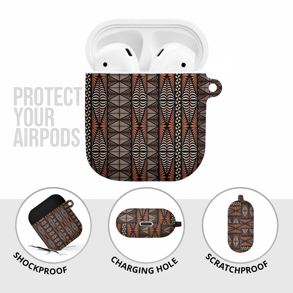 Malo e lelei Tonga AirPods Case Tongan Ngatu Vintage Brown - Polynesian Pride