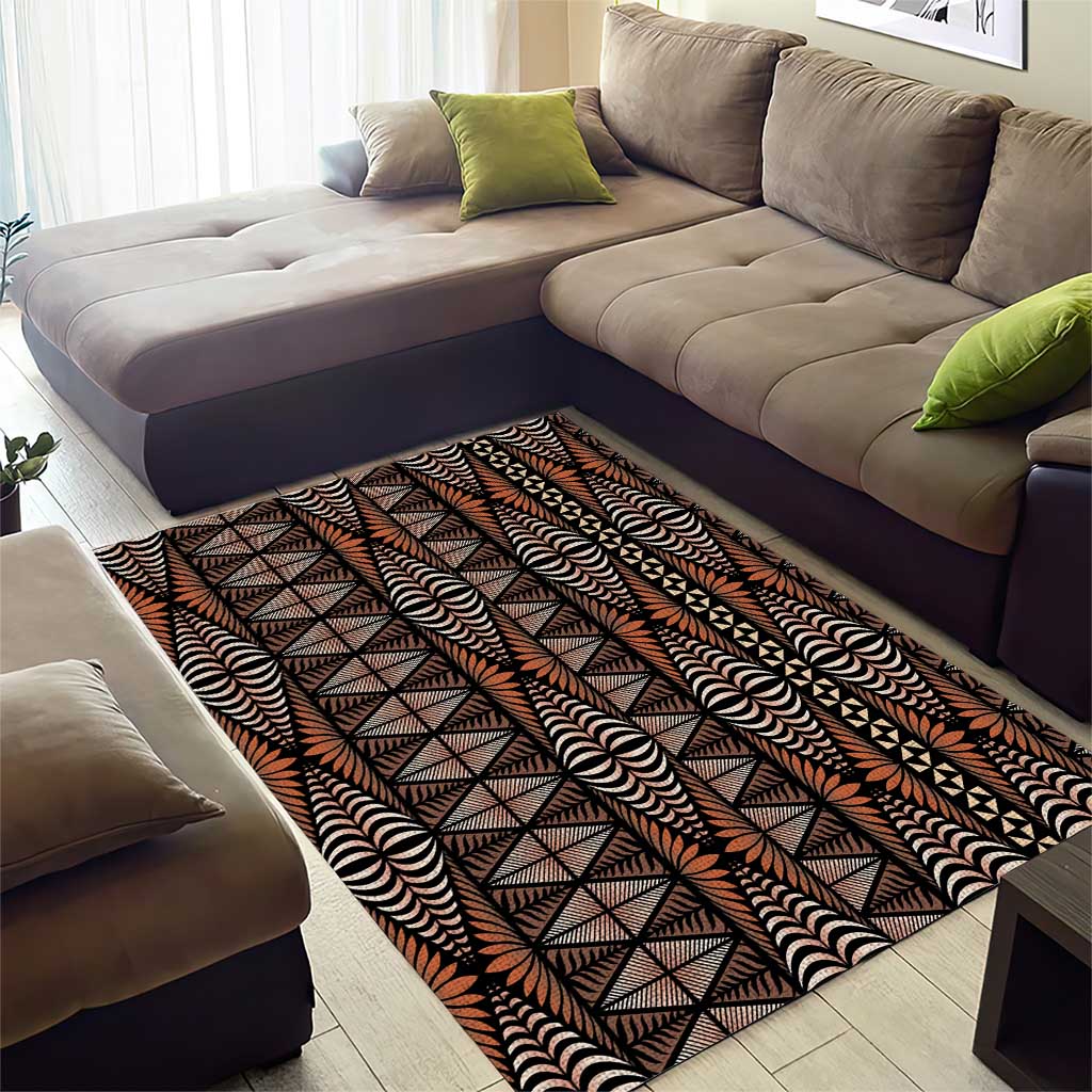 Malo e lelei Tonga Area Rug Tongan Ngatu Vintage Brown - Polynesian Pride