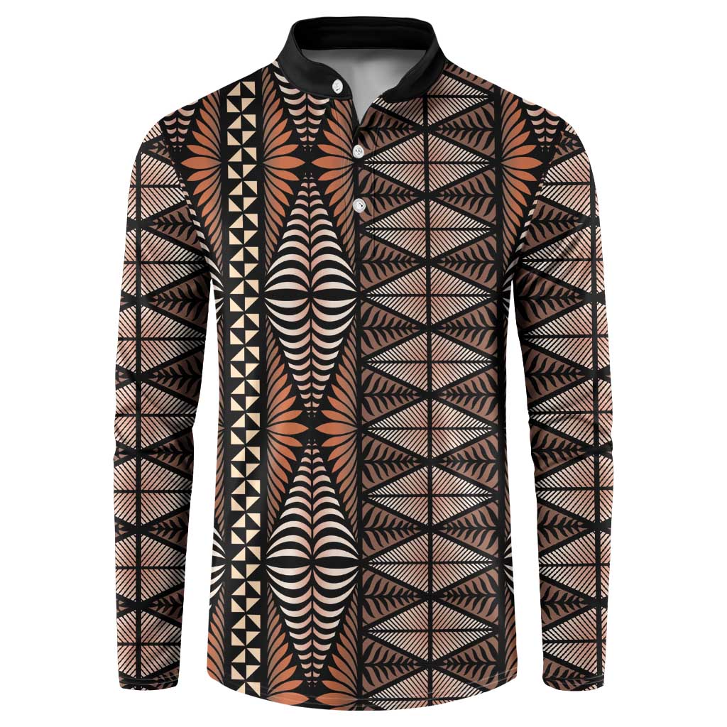 Malo e lelei Tonga Button Sweatshirt Tongan Ngatu Vintage Brown LT14 Brown - Polynesian Pride