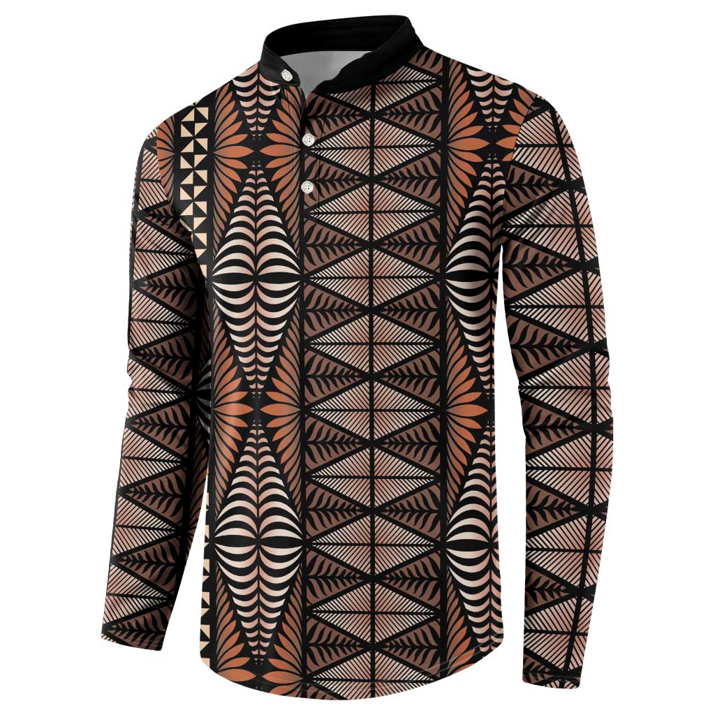 Malo e lelei Tonga Button Sweatshirt Tongan Ngatu Vintage Brown LT14 - Polynesian Pride