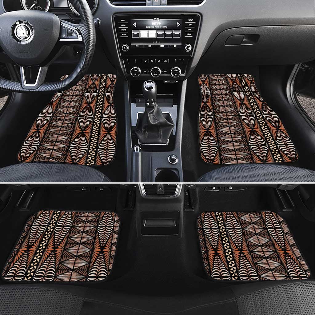 Malo e lelei Tonga Car Mats Tongan Ngatu Vintage Brown LT14 Set 4pcs Brown - Polynesian Pride
