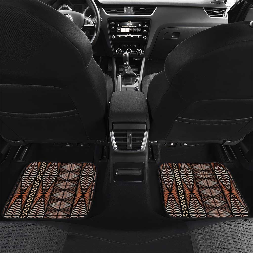Malo e lelei Tonga Car Mats Tongan Ngatu Vintage Brown LT14 Set 2pcs - Back Brown - Polynesian Pride