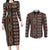 Malo e lelei Tonga Couples Matching Long Sleeve Bodycon Dress and Long Sleeve Button Shirt Tongan Ngatu Vintage Brown - Polynesian Pride