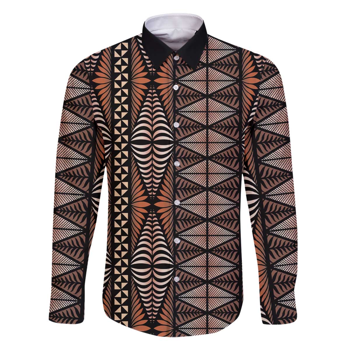 Malo e lelei Tonga Family Matching Off The Shoulder Long Sleeve Dress and Hawaiian Shirt Tongan Ngatu Vintage Brown - Polynesian Pride