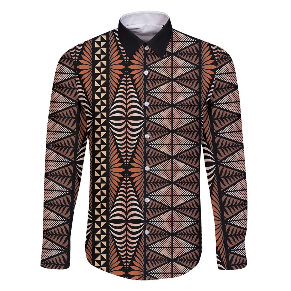 Malo e lelei Tonga Family Matching Off Shoulder Short Dress and Hawaiian Shirt Tongan Ngatu Vintage Brown - Polynesian Pride