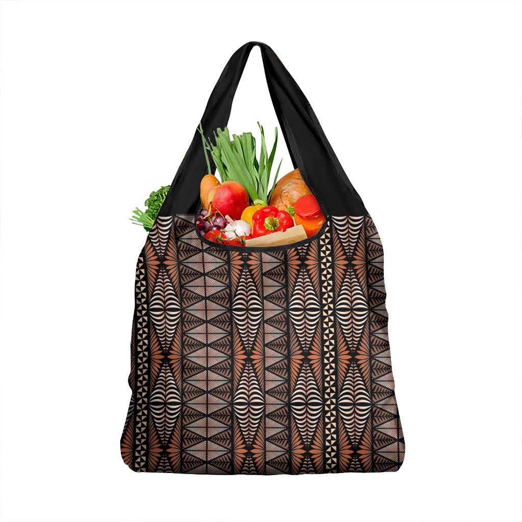 Malo e lelei Tonga Grocery Bag Tongan Ngatu Vintage Brown LT14 1-pack One Size Brown - Polynesian Pride