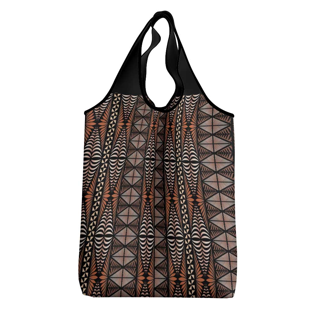 Malo e lelei Tonga Grocery Bag Tongan Ngatu Vintage Brown LT14 - Polynesian Pride