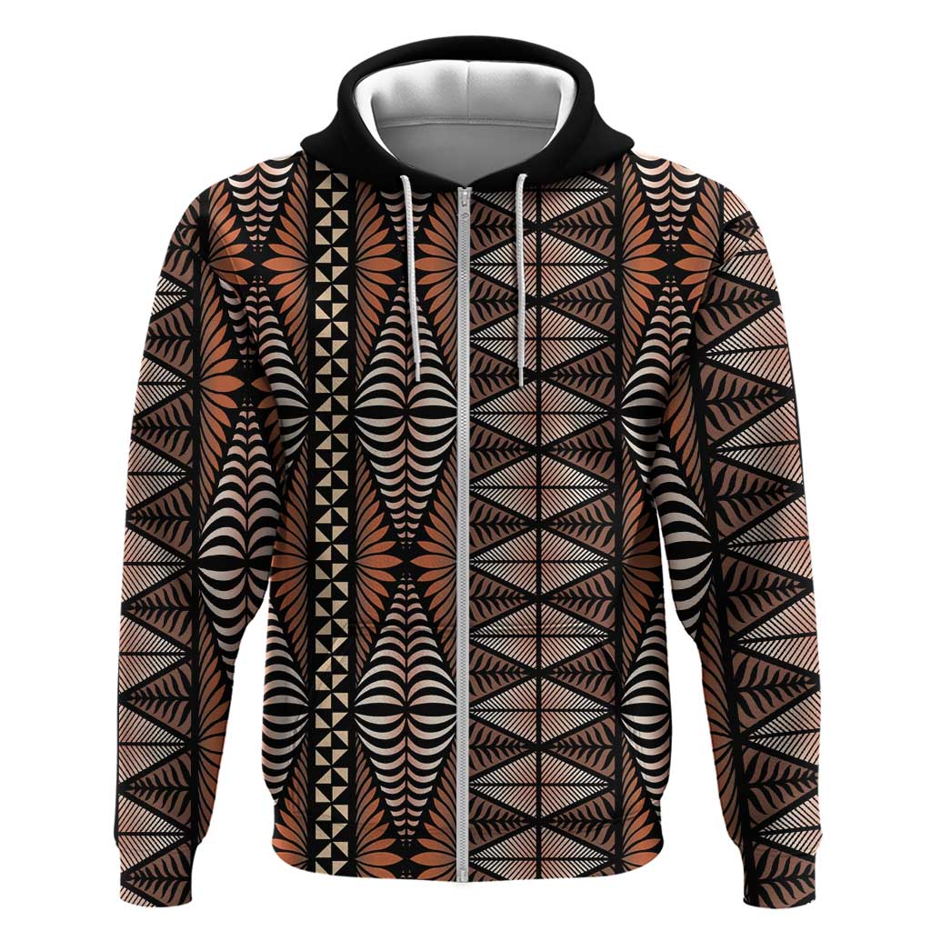 Malo e lelei Tonga Hoodie Tongan Ngatu Vintage Brown - Polynesian Pride