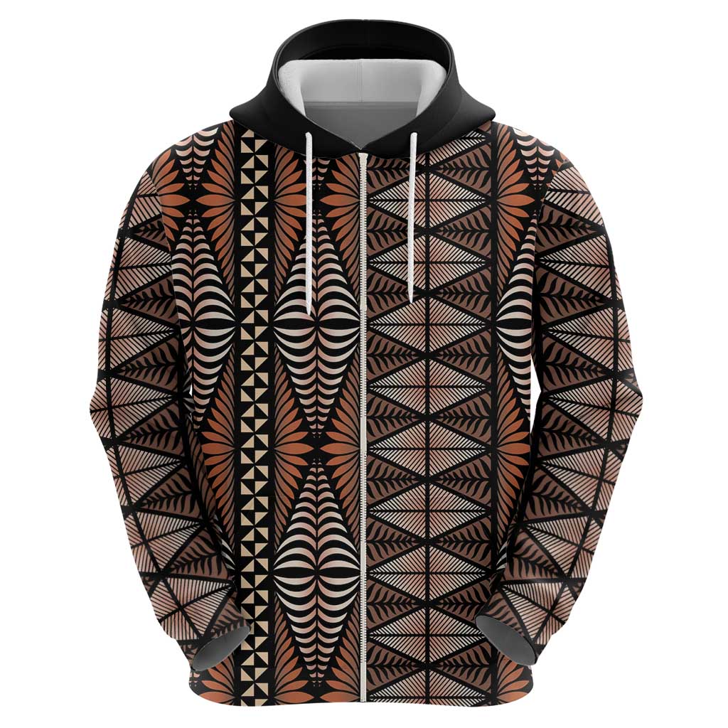 Malo e lelei Tonga Hoodie Tongan Ngatu Vintage Brown - Polynesian Pride