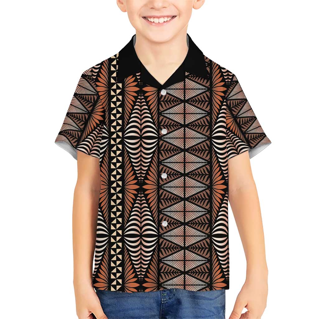 Malo e lelei Tonga Kid Hawaiian Shirt Tongan Ngatu Vintage Brown - Polynesian Pride