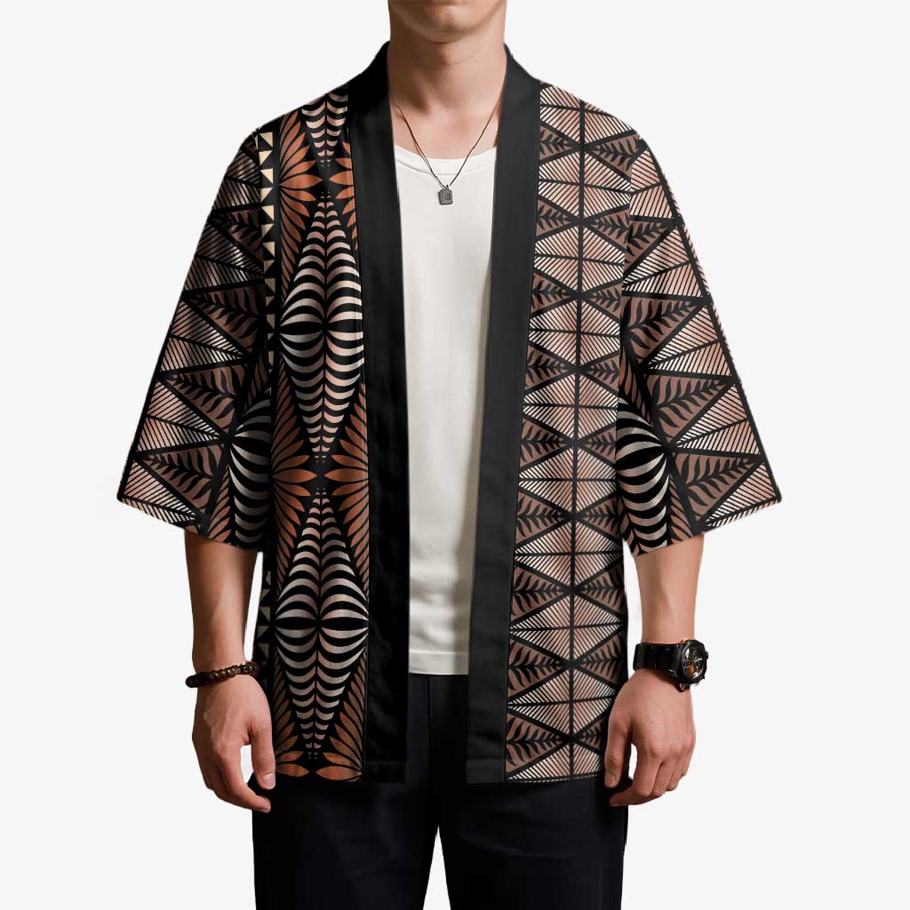 Malo e lelei Tonga Kimono Tongan Ngatu Vintage Brown - Polynesian Pride