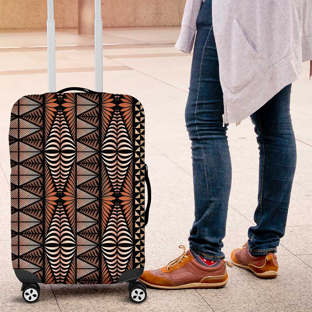 Malo e lelei Tonga Luggage Cover Tongan Ngatu Vintage Brown LT14 Brown - Polynesian Pride