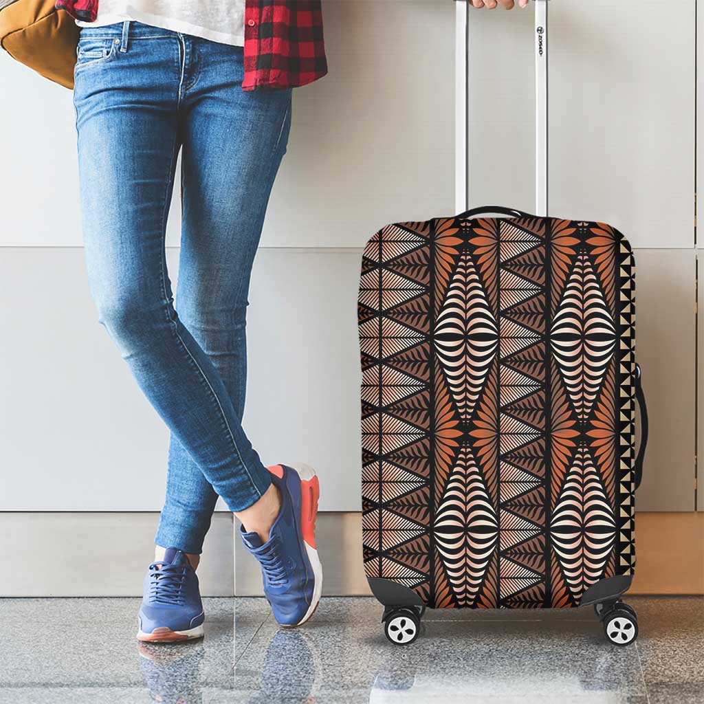 Malo e lelei Tonga Luggage Cover Tongan Ngatu Vintage Brown LT14 - Polynesian Pride