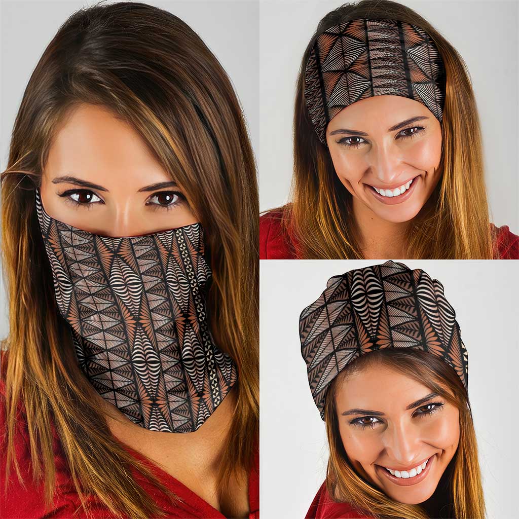 Malo e lelei Tonga Neck Gaiter Tongan Ngatu Vintage Brown - Polynesian Pride