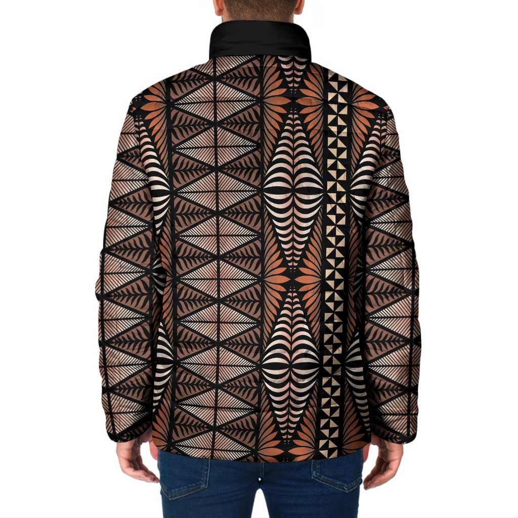 Malo e lelei Tonga Padded Jacket Tongan Ngatu Vintage Brown LT14 - Polynesian Pride