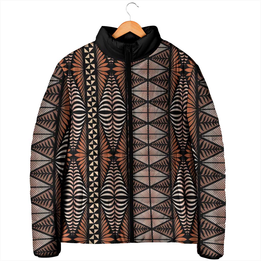 Malo e lelei Tonga Padded Jacket Tongan Ngatu Vintage Brown LT14 - Polynesian Pride