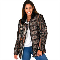 Malo e lelei Tonga Padded Jacket Tongan Ngatu Vintage Brown LT14 Women Brown - Polynesian Pride