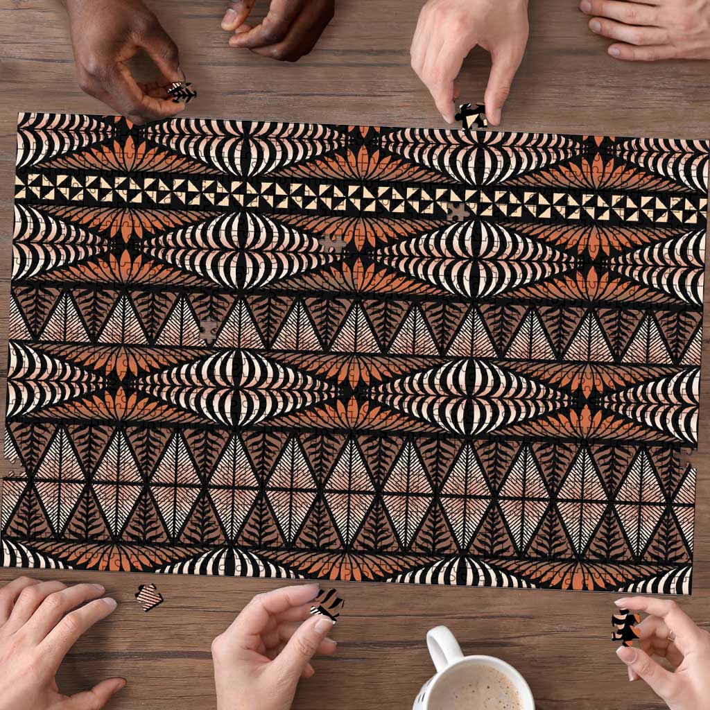 Malo e lelei Tonga Puzzle Tongan Ngatu Vintage Brown LT14 - Polynesian Pride