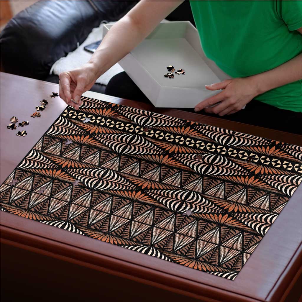 Malo e lelei Tonga Puzzle Tongan Ngatu Vintage Brown LT14 - Polynesian Pride