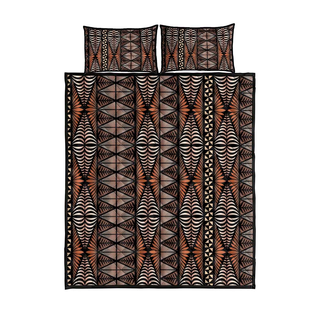 Malo e lelei Tonga Quilt Bed Set Tongan Ngatu Vintage Brown LT14 - Polynesian Pride