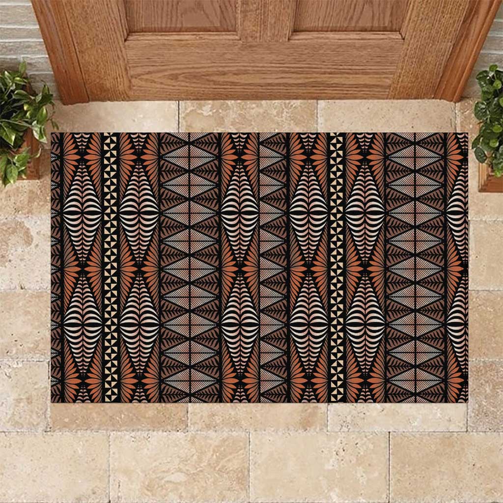 Malo e lelei Tonga Rubber Doormat Tongan Ngatu Vintage Brown LT14 Brown - Polynesian Pride