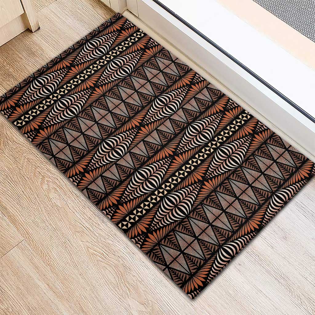 Malo e lelei Tonga Rubber Doormat Tongan Ngatu Vintage Brown LT14 - Polynesian Pride