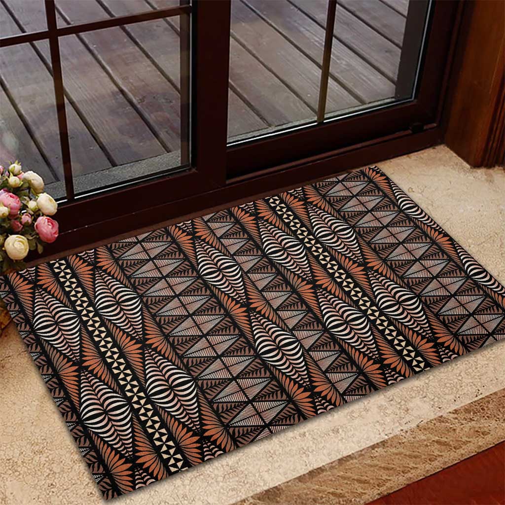 Malo e lelei Tonga Rubber Doormat Tongan Ngatu Vintage Brown LT14 - Polynesian Pride