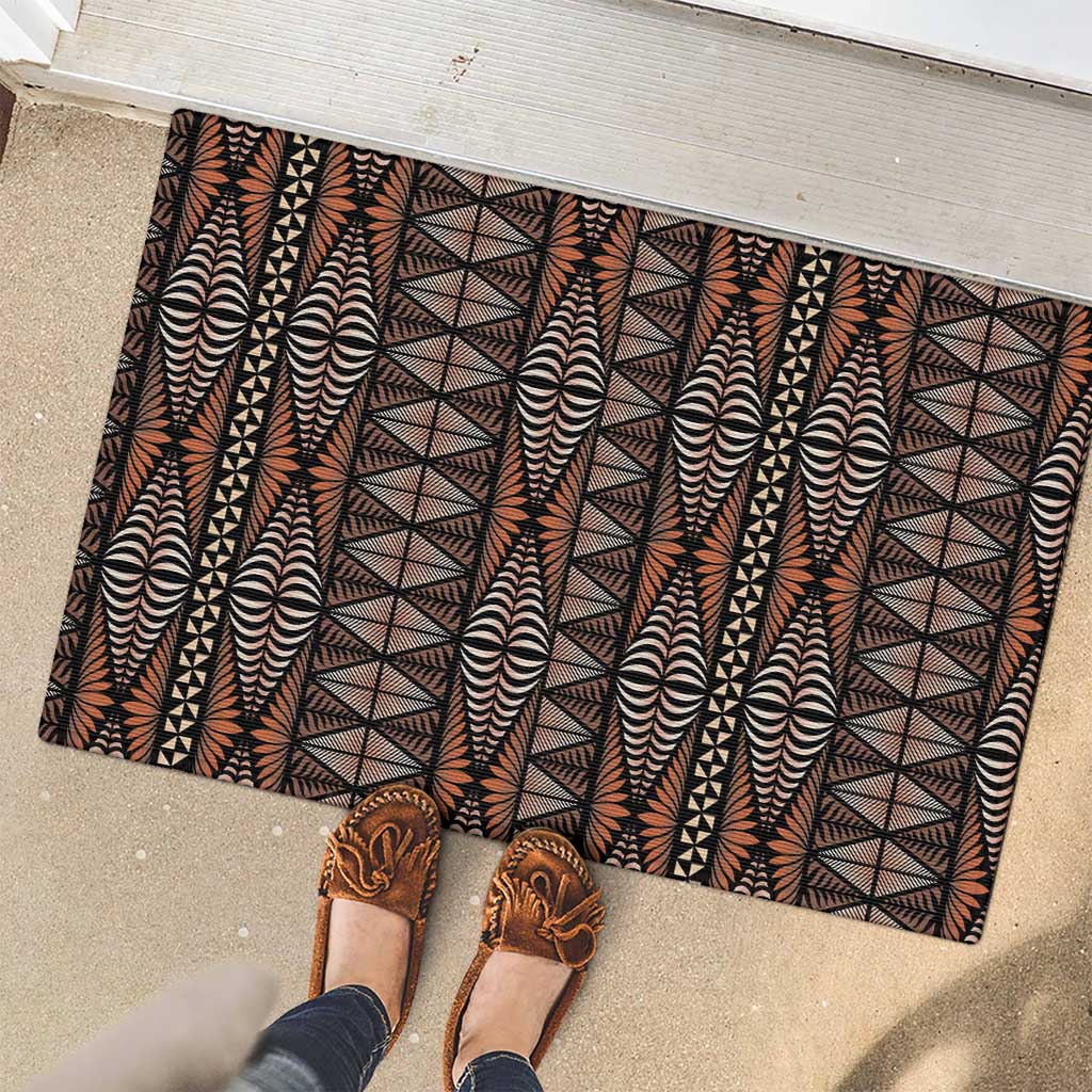 Malo e lelei Tonga Rubber Doormat Tongan Ngatu Vintage Brown LT14 - Polynesian Pride