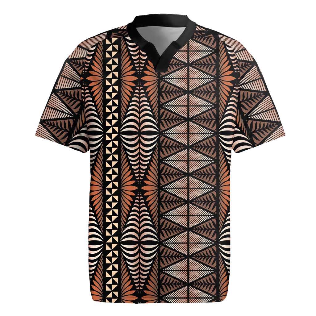 Malo e lelei Tonga Rugby Jersey Tongan Ngatu Vintage Brown LT14 Brown - Polynesian Pride
