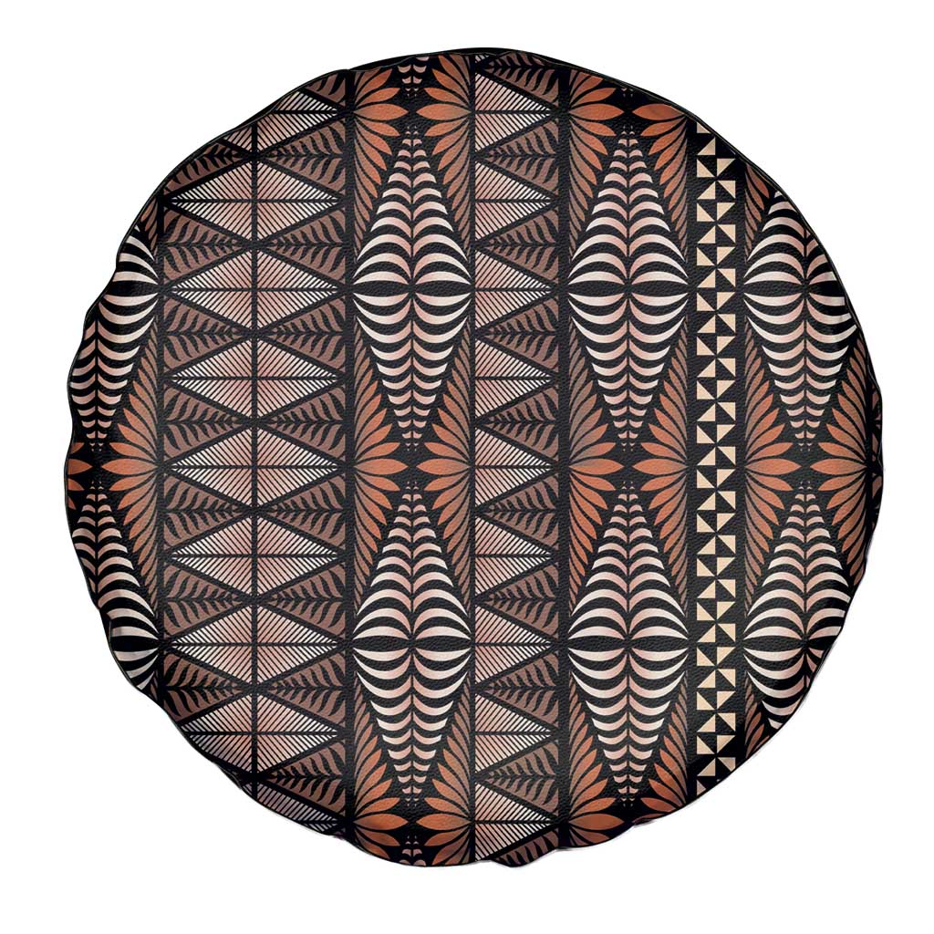 Malo e lelei Tonga Spare Tire Cover Tongan Ngatu Vintage Brown - Polynesian Pride