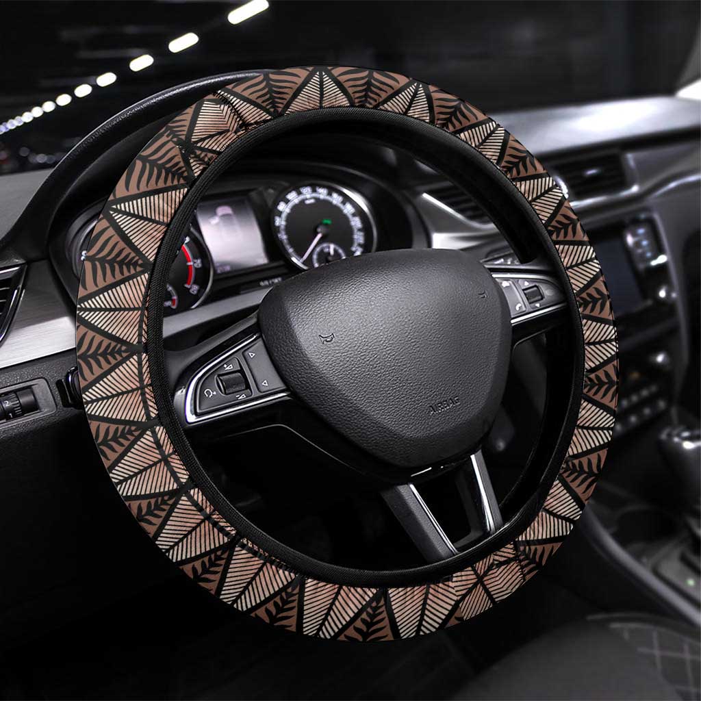 Malo e lelei Tonga Steering Wheel Cover Tongan Ngatu Vintage Brown LT14 Universal Fit Brown - Polynesian Pride