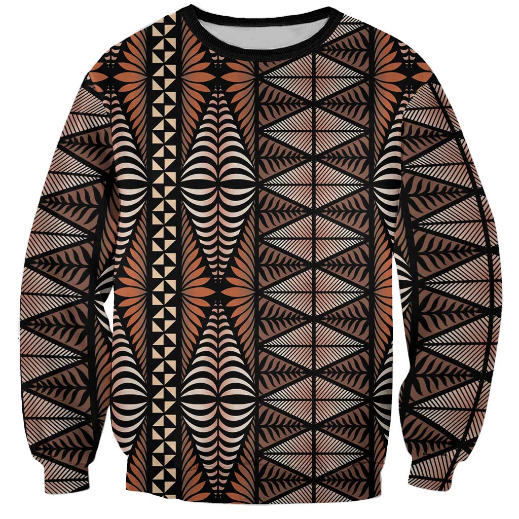 Malo e lelei Tonga Sweatshirt Tongan Ngatu Vintage Brown LT14 Unisex Brown - Polynesian Pride