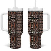 Malo e lelei Tonga Tumbler With Handle Tongan Ngatu Vintage Brown - Polynesian Pride