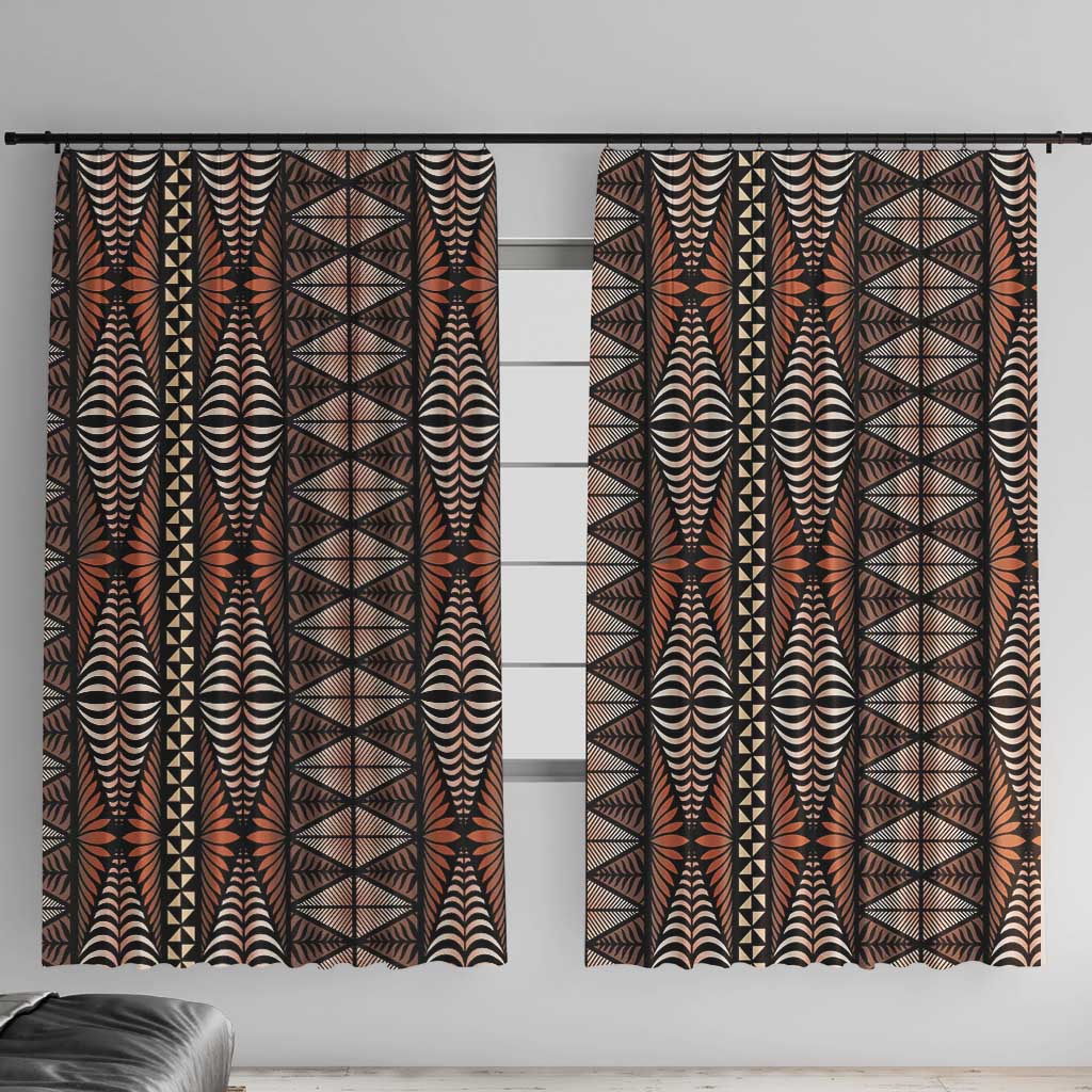 Malo e lelei Tonga Window Curtain Tongan Ngatu Vintage Brown LT14 With Hooks Brown - Polynesian Pride