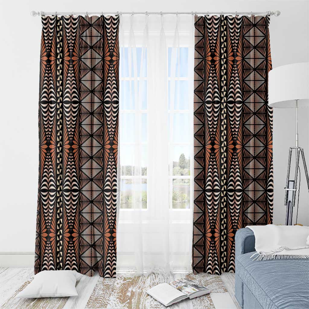 Malo e lelei Tonga Window Curtain Tongan Ngatu Vintage Brown LT14 - Polynesian Pride
