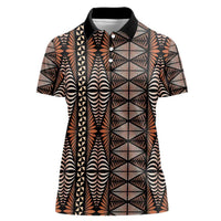 Malo e lelei Tonga Women Polo Shirt Tongan Ngatu Vintage Brown - Polynesian Pride